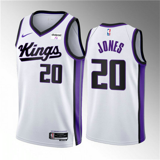 Men's Sacramento Kings #20 Colby Jones White 2023 24 Association Edition Stitched Basketball Jersey