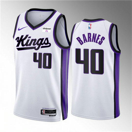 Men's Sacramento Kings #40 Harrison Barnes White 2023 24 Association Edition Swingman Stitched Basketball Jersey