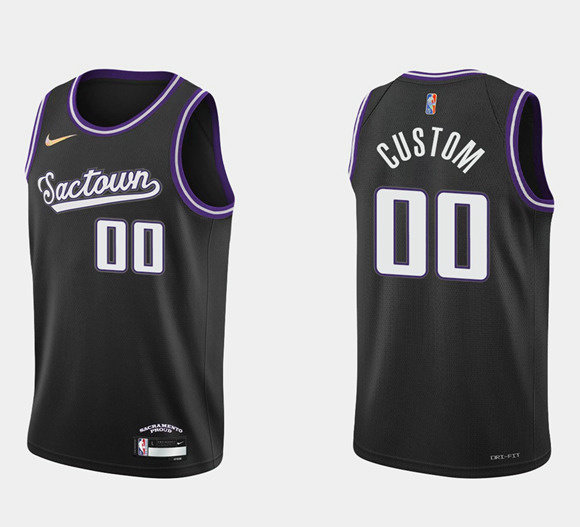 Men's Sacramento Kings Active Player Custom 2021 22 City Edition Black 75th Anniversary Stitched Basketball Jersey