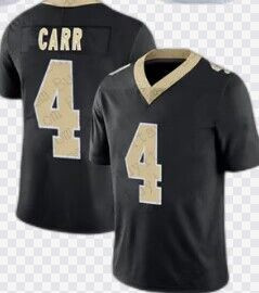 Men's Saints #4 Derek Carr Black Limited Stitched Jersey
