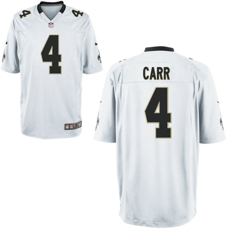 Men's Saints #4 Derek Carr white Limited Stitched Jersey