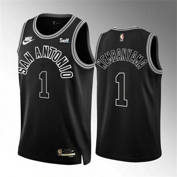 Men's San Antonio Spurs #1 Victor Wembanyama Black 2022 23 Classic Edition Stitched Basketball Jersey