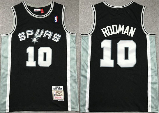Men's San Antonio Spurs #10 Dennis Rodman Black Stitched Jersey