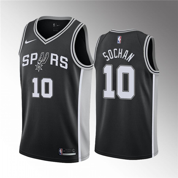 Men's San Antonio Spurs #10 Jeremy Sochan Black Icon Edition Stitched Jersey