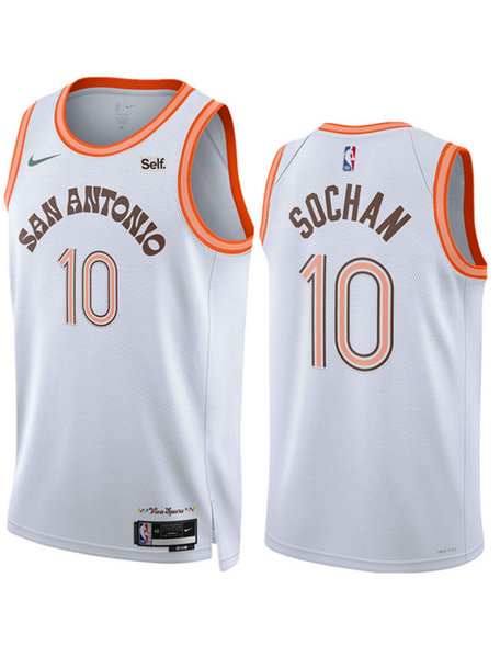 Men's San Antonio Spurs #10 Jeremy Sochan White 2023 24 City Edition Stitched Basketball Jersey