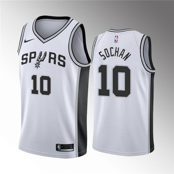 Men's San Antonio Spurs #10 Jeremy Sochan White Association Edition Stitched Jersey