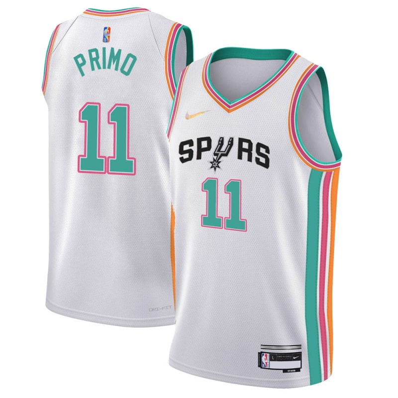 Men's San Antonio Spurs #11 Joshua Primo White City Edition Stitched Jersey