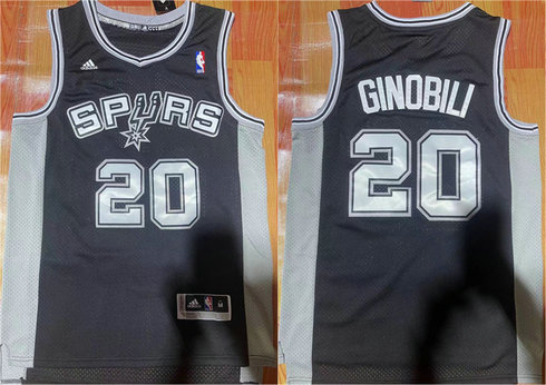 Men's San Antonio Spurs #20 Manu Ginobili Black Stitched Basketball Jersey