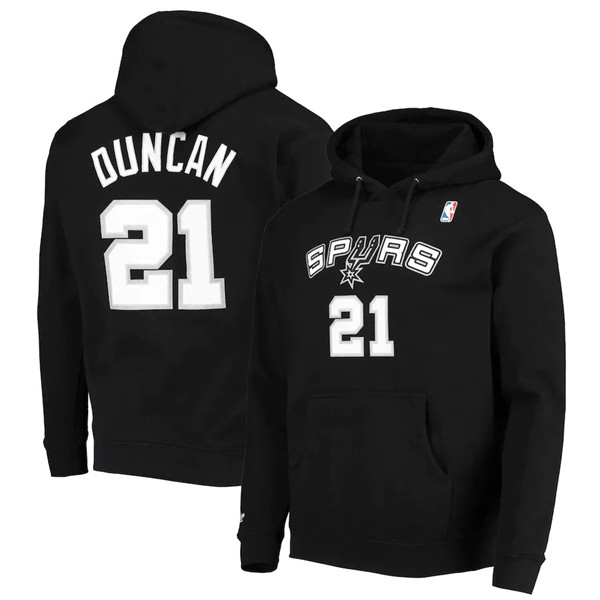Men's San Antonio Spurs #21 Tim Duncan 2021 Black Pullover Hoodie