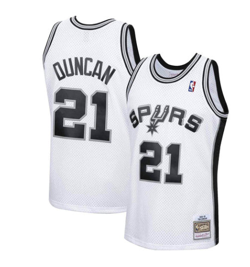 Men's San Antonio Spurs #21 Tim Duncan White 1998-99 Throwback Basketball Jersey