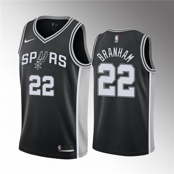 Men's San Antonio Spurs #22 Malaki Branham Black Icon Edition Stitched Jersey