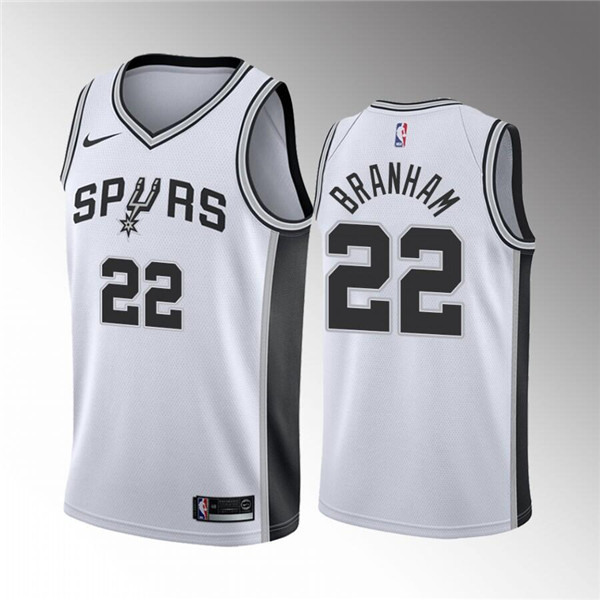 Men's San Antonio Spurs #22 Malaki Branham White Association Edition Stitched Jersey