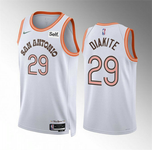 Men's San Antonio Spurs #29 Mamadi Diakite White 2023 24 City EditionStitched Basketball Jersey