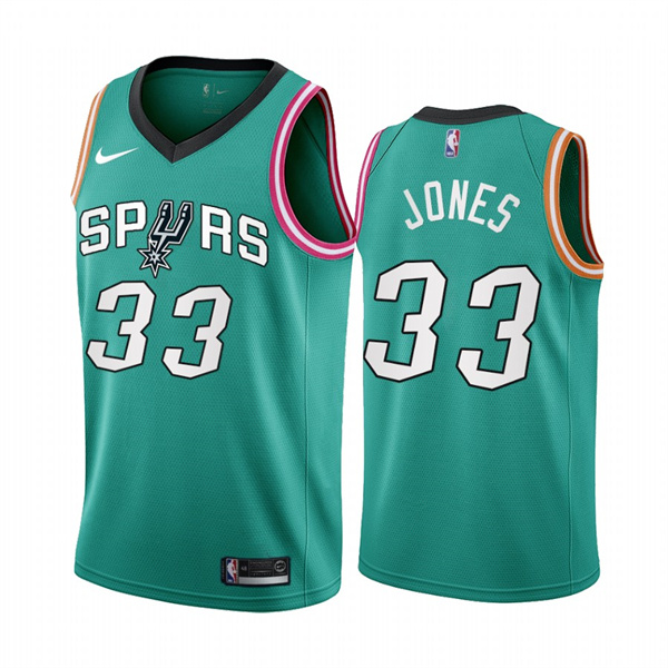 Men's San Antonio Spurs #33 Tre Jones 2022 23 Teal City Edition Stitched Jersey