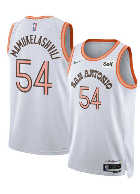 Men's San Antonio Spurs #54 Sandro Mamukelashvili White 2023 24 City Edition Stitched Basketball Jersey