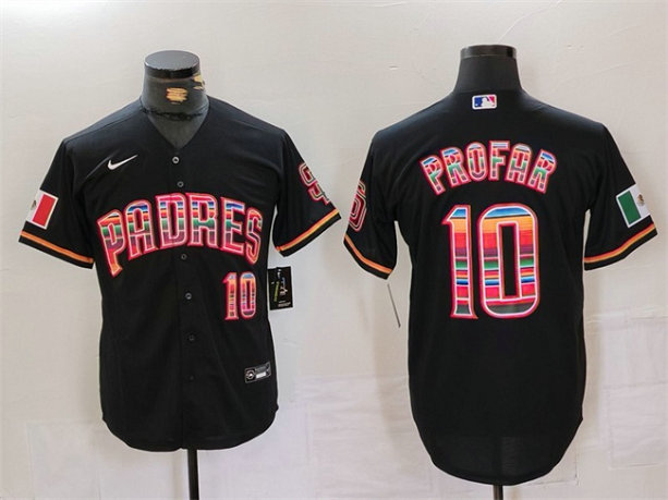Men's San Diego Padres #10 Jurickson Profar Black Mexico Cool Base Stitched Baseball Jersey