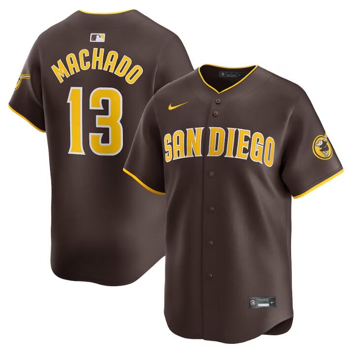 Men's San Diego Padres #13 Manny Machado Brown 2024 Home Limited Stitched Baseball Jersey