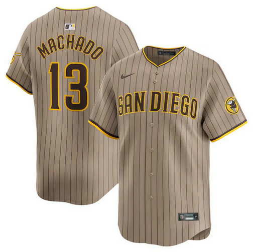 Men's San Diego Padres #13 Manny Machado Tan 2024 Alternate Limited Stitched Baseball Jersey