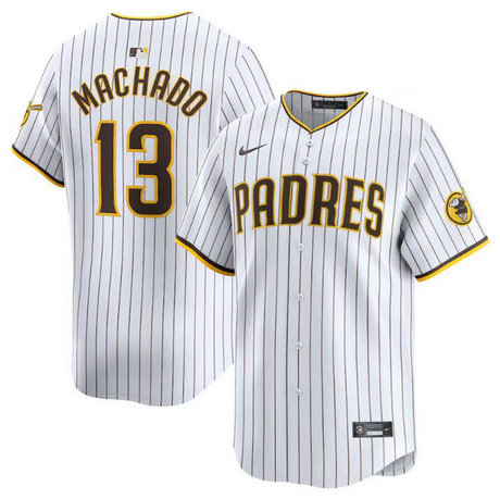 Men's San Diego Padres #13 Manny Machado White 2024 Home Limited Stitched Baseball Jersey