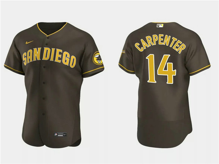 Men's San Diego Padres #14 Matt Carpenter Brown Flex Base Stitched Baseball Jersey