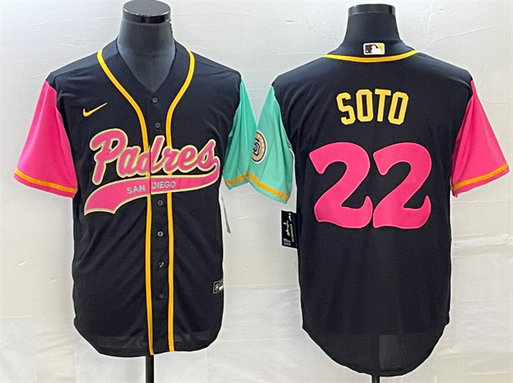 Men's San Diego Padres #22 Juan Soto Black Cool Base Stitched Baseball Jersey
