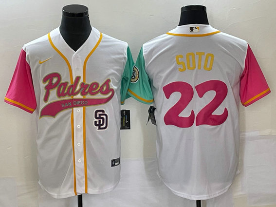 Men's San Diego Padres #22 Juan Soto White City Connect Cool Base With Path Stitched Baseball Jersey