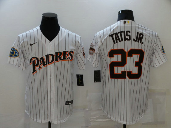 Men's San Diego Padres #23 Fernando Tatis Jr. White Cool Base Stitched Jersey