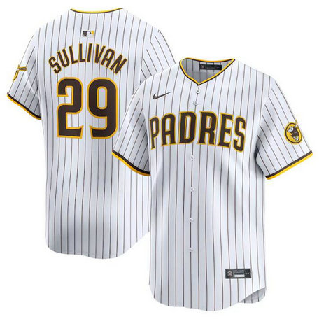 Men's San Diego Padres #29 Brett Sullivan White 2024 Home Limited Stitched Baseball Jersey