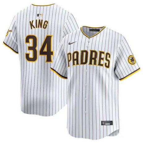 Men's San Diego Padres #34 Michael King White 2024 Home Limited Stitched Baseball Jersey