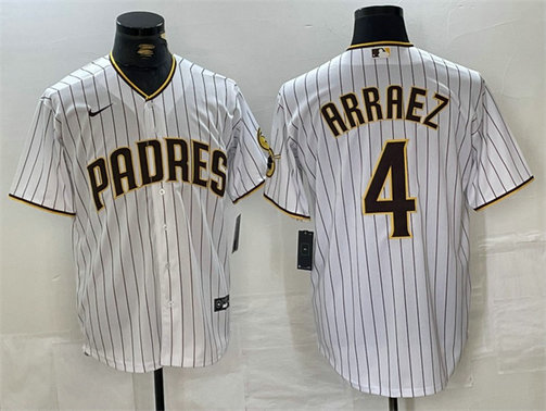 Men's San Diego Padres #4 Luis Arraez White Cool Base Stitched Baseball Jersey