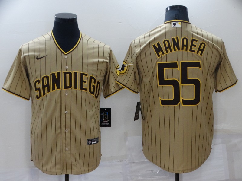 Men's San Diego Padres #55 Sean Manaea Tan Brown Cool Base Stitched Jersey