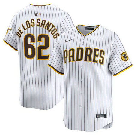Men's San Diego Padres #62 Enyel De Los Santos White 2024 Home Limited Stitched Baseball Jersey