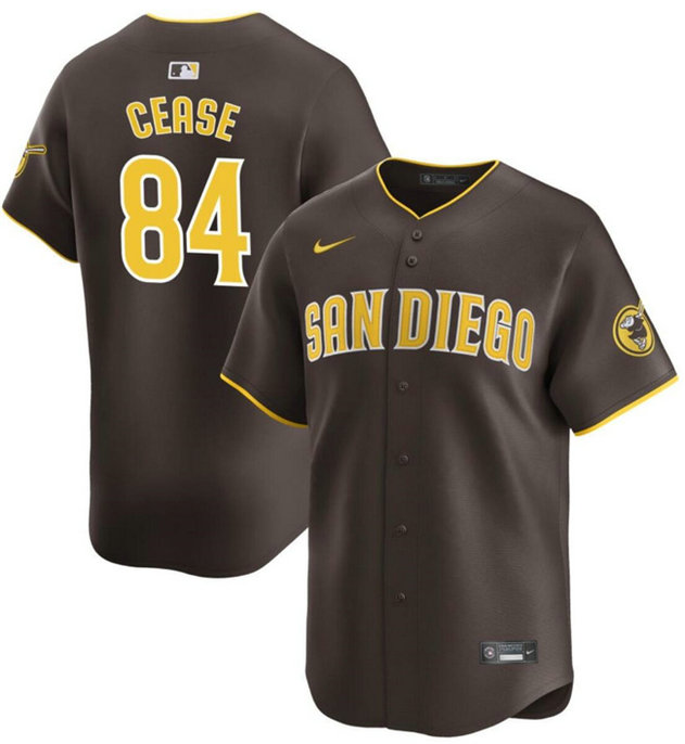 Men's San Diego Padres #84 Dylan Cease Brown 2024 Away Limited Stitched Baseball Jersey