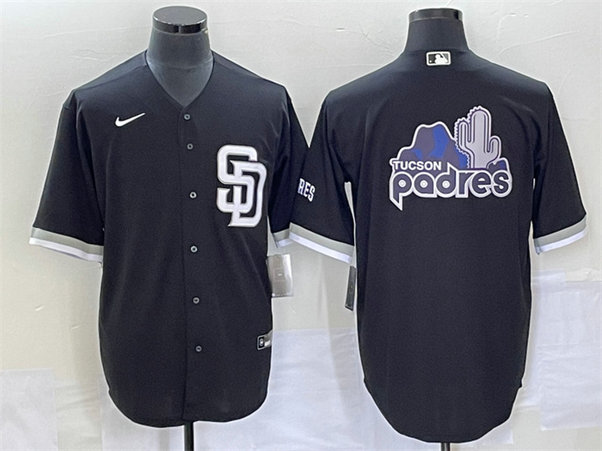 Men's San Diego Padres Black Team Big Logo Cool Base Stitched Baseball Jersey S