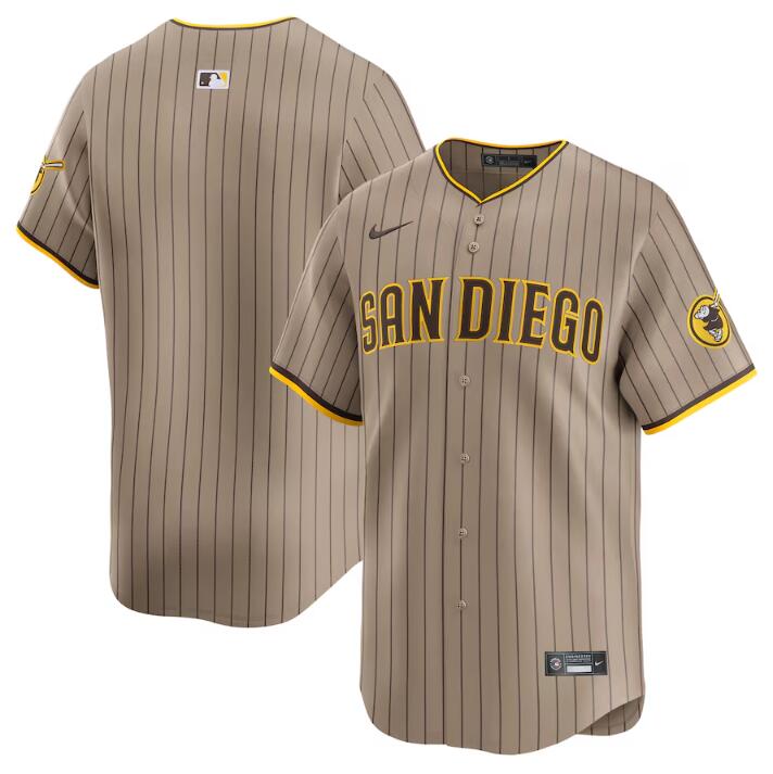 Men's San Diego Padres Blank Tan 2024 Alternate Limited Stitched Baseball Jersey