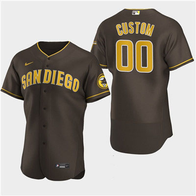 Men's San Diego Padres Custom Nike 2020 Alternate Brown Flexbase Jersey