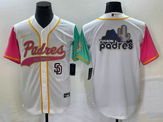 Men's San Diego Padres White Team Big Logo City Connect Cool Base With Patch Stitched Baseball Jersey 1