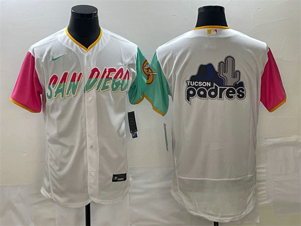 Men's San Diego Padres White Team Big Logo City Connect Flex Base Stitched Baseball Jersey