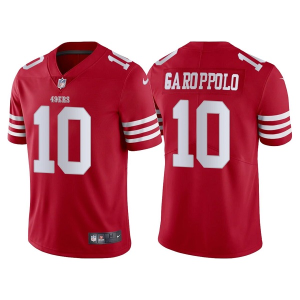 Men's San Francisco 49ers #10 Jimmy Garoppolo 2022 New Scarlet Vapor Untouchable Stitched Football Jersey