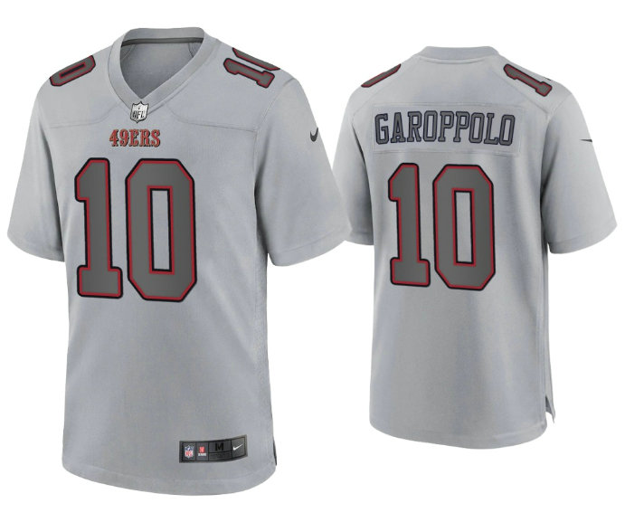 Men's San Francisco 49ers #10 Jimmy Garoppolo Grey Atmosphere Fashion Stitched Game Jersey