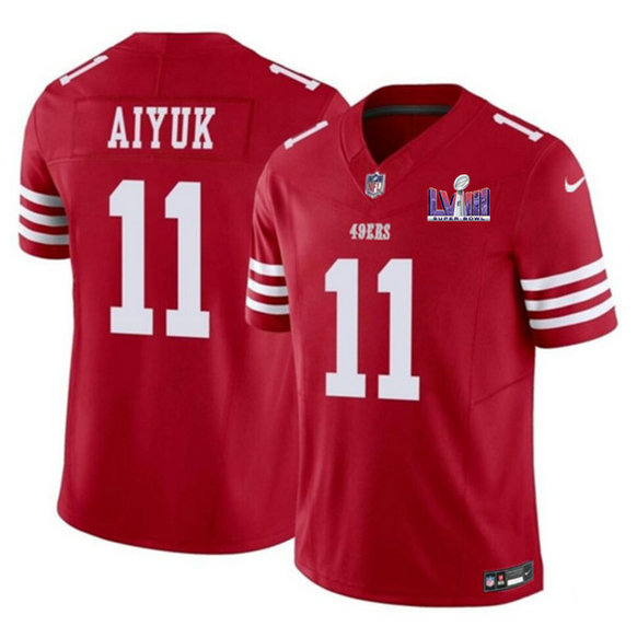 Men's San Francisco 49ers #11 Brandon Aiyuk Red 2024 F.U.S.E. Super Bowl LVIII Patch Vapor Untouchable Limited Jersey