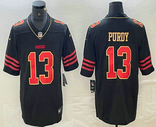 Men's San Francisco 49ers #13 Brock Purdy Black Gold Fashion Vapor Limited Stitched Jersey