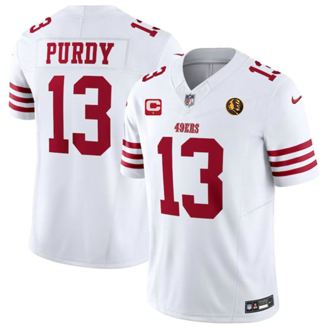 Men's San Francisco 49ers #13 Brock Purdy White 2023 F.U.S.E. With 1-Star C Patch And John Madden Patch Vapor Limited Stitched Football Jersey
