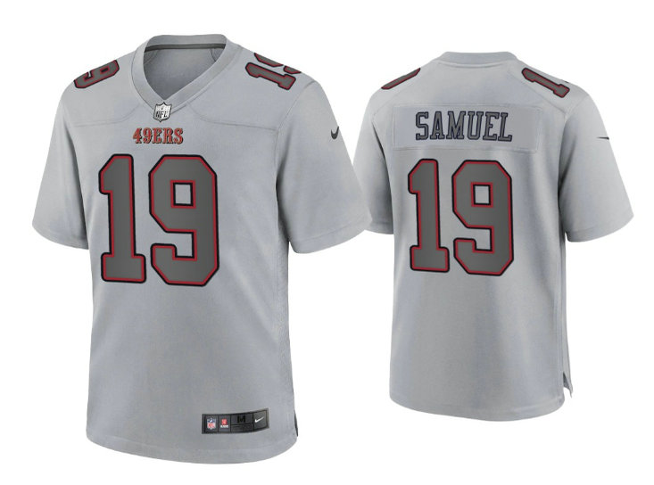 Men's San Francisco 49ers #19 Deebo Samuel Grey Atmosphere Fashion Stitched Game Jersey