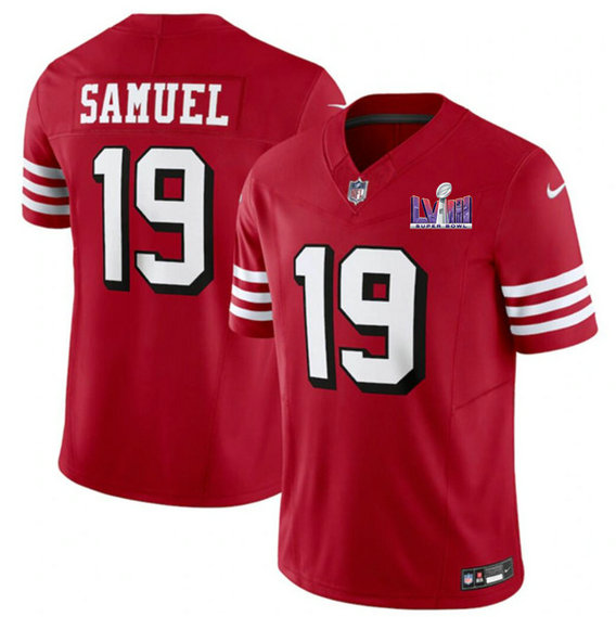 Men's San Francisco 49ers #19 Deebo Samuel New Red 2024 F.U.S.E. Super Bowl LVIII Patch Vapor Untouchable Limited Jersey