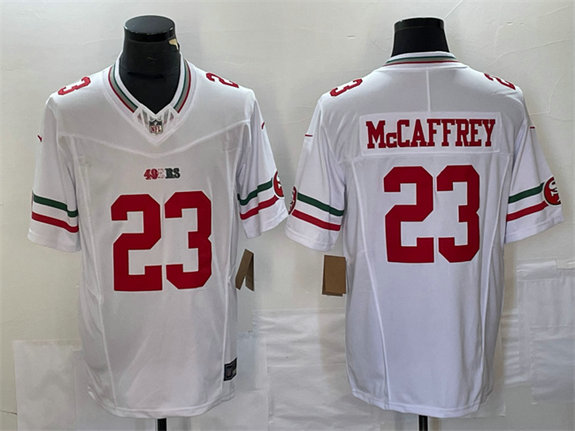 Men's San Francisco 49ers #23 Christian McCaffrey White 2023 F.U.S.E. Vapor Untouchable Limited Stitched Football Jersey
