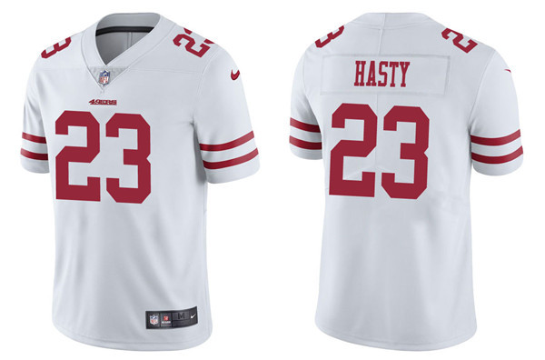 Men's San Francisco 49ers #23 JaMycal Hasty 2021 White Vapor Untouchable Limited Stitched Jersey