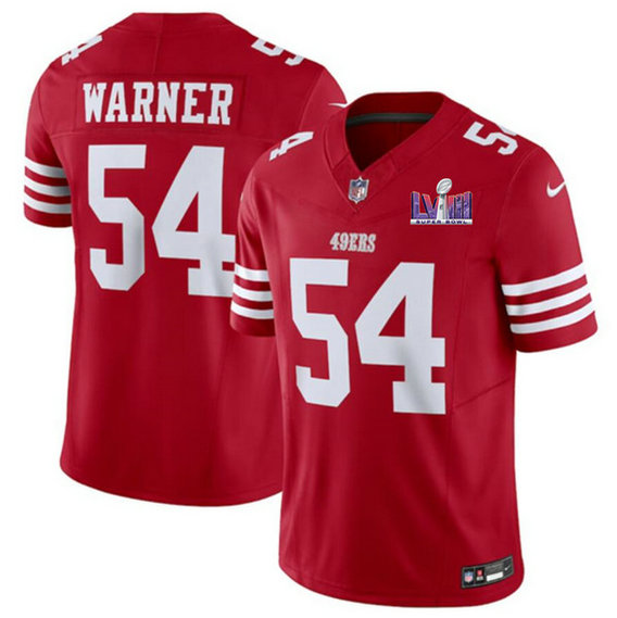 Men's San Francisco 49ers #54 Fred Warner Red 2024 F.U.S.E. Super Bowl LVIII Patch Vapor Untouchable Limited Jersey