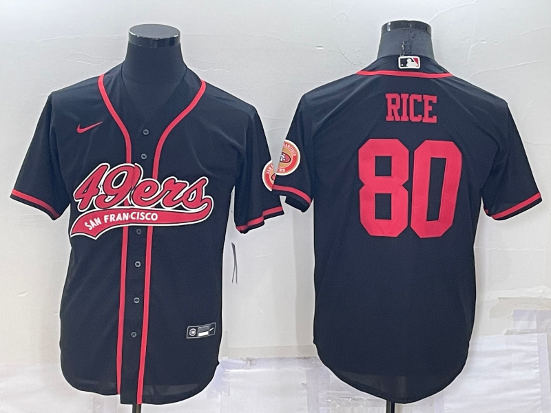 Men's San Francisco 49ers #80 Jerry Rice Black Cool Base Stitched Baseball Jersey