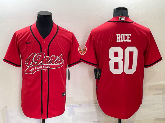 Men's San Francisco 49ers #80 Jerry Rice Red Stitched Cool Base Nike Baseball Jersey